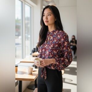 Madewell Burgundy Floral Blouse